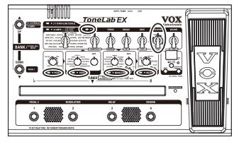 2. bank 를선택하기위해서 AMPS bank 선택스위치를누르고, 앰프모델을선택하기위해서 AMPS/STAND ALONE PEDAL 선택스위치를사용한다. AMPS bank 스위치를누를때마다 bank 는 STANDARD, SPECIAL,CUSTOM,STANDARD... 식으로돌아가면서바뀐다. 앰프모델에대한자세한사항은 "Amp models"(p.