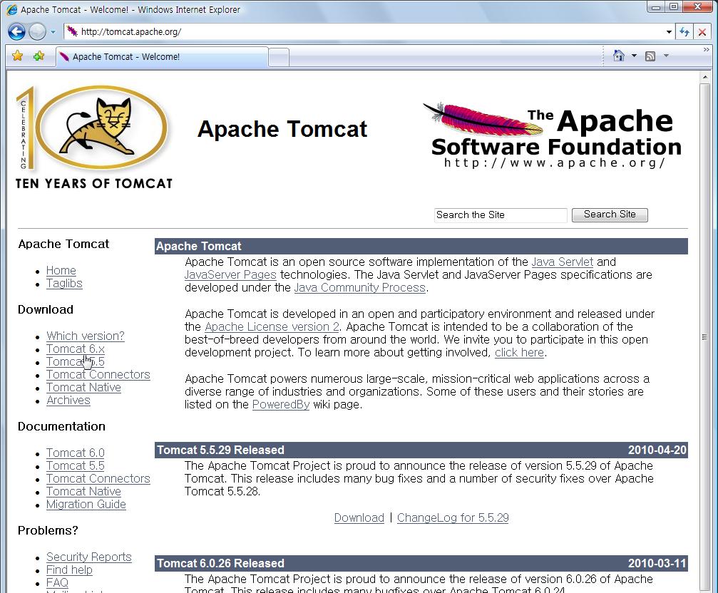 42/78 3. 톰캣설치하기 톰캣다운로드받기 웹브라우저의주소창에 http://tomcat.apache.