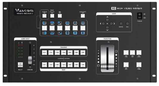 영상메인장치 - HD 비디오믹서 -1 HD VIDEO MIXER FULL HD AV 믹서기기 ( 편집 ). HD-SDI 3채널 /HDMI 4채널 FULL-HD 신호입력가능. 크로마키기능구현입력해상도최대 1080p/60프레임지원.
