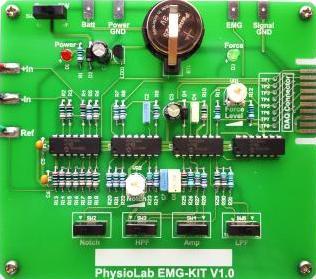 EMG-KIT 조립용근전도측정키트 BME-KIT Series EMG-KIT EMG-KIT 조립사진 근전도신호를획득하기위한증폭, 필터링보드를직접조립하며, 측정할수있는교육실습용조립키트 주요특징 쉽게조립가능 근전도측정 생체신호처리구성단별측정 필터차단주파수선택기능 리드선통한측정