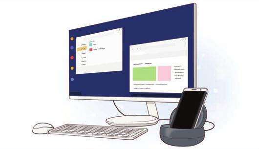 앱과기능 Samsung DeX Samsung DeX 는스마트폰을외부디스플레이 (TV 나모니터 ) 에연결하여데스크탑사용환경을제공하는서비스입니다.