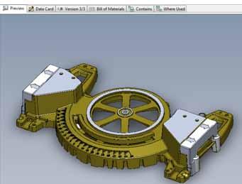 실제업무에서의 Intelligent PDM Vault 활용 SolidWorks 메뉴에서볼트를열면미리보기 (Preview), 데이터카드 (Data Card), 버전 (Version), BOM(Bill of Materials), 내용 (Contains), 사용된위치 (Where Used) 등총여섯개의탭으로구성된간단한창이표시되는데,