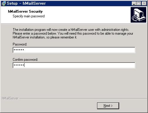Hmail Server 의관리자비밀번호를설정합니다.
