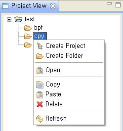Copybook 폴더메뉴 [Project View] 에서 cpy 폴더를선택하고오른쪽마우스를클릭하면아래와같은폴더메뉴가나타난다. [ 그림 3.4] Copybook 폴더메뉴 각메뉴에대한설명은다음과같다.