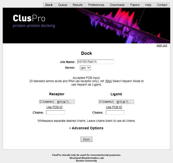 Figure 2.6 The docking process of Rab GAP domain of AS160 and Rab1A protein using ClusPro.