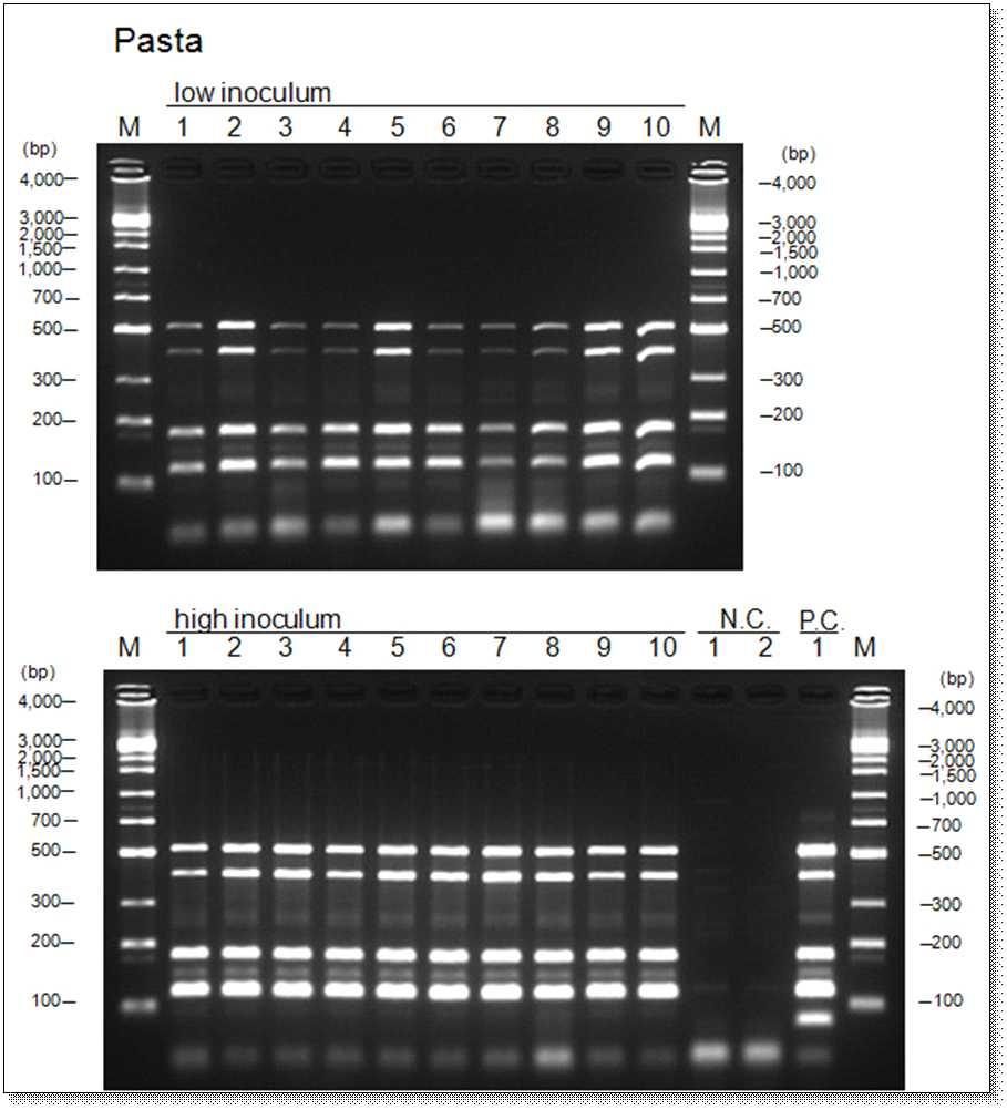 그림 3.28 제2실험실에서수행된 multiplex PCR detection kit에대한 AOAC 검증실험결과들.