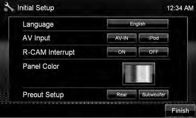 <Setup> 1 2 Language AV Input R-CAM Interrupt Panel