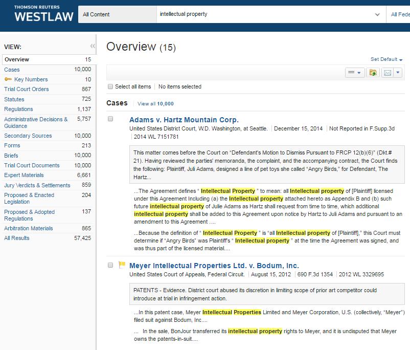 Westlaw 검색 : 기본검색 ()