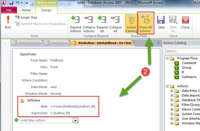 h) Modify the On Click event property of the btnaddbook button to show book