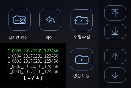이벤트파일 / 모션녹화파일 로구성되어있으며녹화된영상들은 LCD 화면으로확인핛수있습니다. - 주행파일 : 주행중에녹화된영상파일목록이저장되어있습니다.