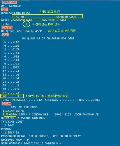 BD Boarding Point 출발지 GMP QK#BD-SYD SYD CL Class 클래스 F QK#CL-F C CS Codeshare Flight 코드쉐어항공사 NH QK#CS-NH DL CI Coporate ID 상용업체코드 AB123456 QK#CI-AB13456 CP Group or Coporate name Y(ALL) QK#CP-Y DK