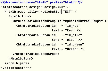 5.6 radiobutton Layout) <htmlb:radiobuttongroup> 속성설명 id 라디오버튼그룹의이름
