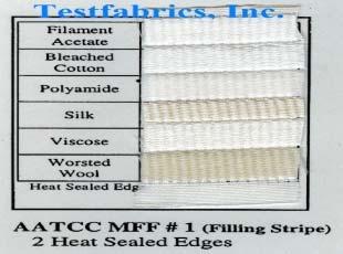 AATCC TM 15, 106, 107 5cm x 5cm Heat Sealed Edge, Colorfastness to Laundering Test. AATCC TM 61 5cm x 5cm Overcast(serged) Edge, Colorfastness to Laundering Test.