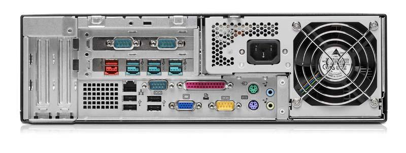 HP rp5700 후면부 도난방지잠금장치연결부 2 full-height PCI slots 2 RS232 Power Capable Serial ports (5V & 12V 로구성가능 ) 프린터포트 도난방지장치연결 240W 80PLUS Active PFC 전원공급장치