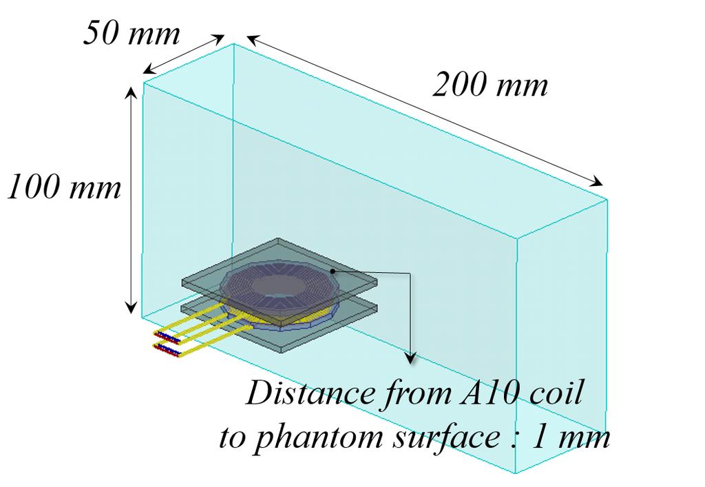Fig. 3. Exposure condition that a homogeneous phantom is located at the top of devices.