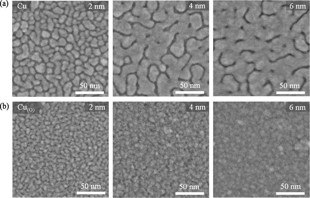 정은욱 이건환 조영래 윤정흠 319 Fig. 2. Field-emission scanning electron microscopy images demonstrating the morphological distinctions between Cu and Cu(O) evolved on ZnO.