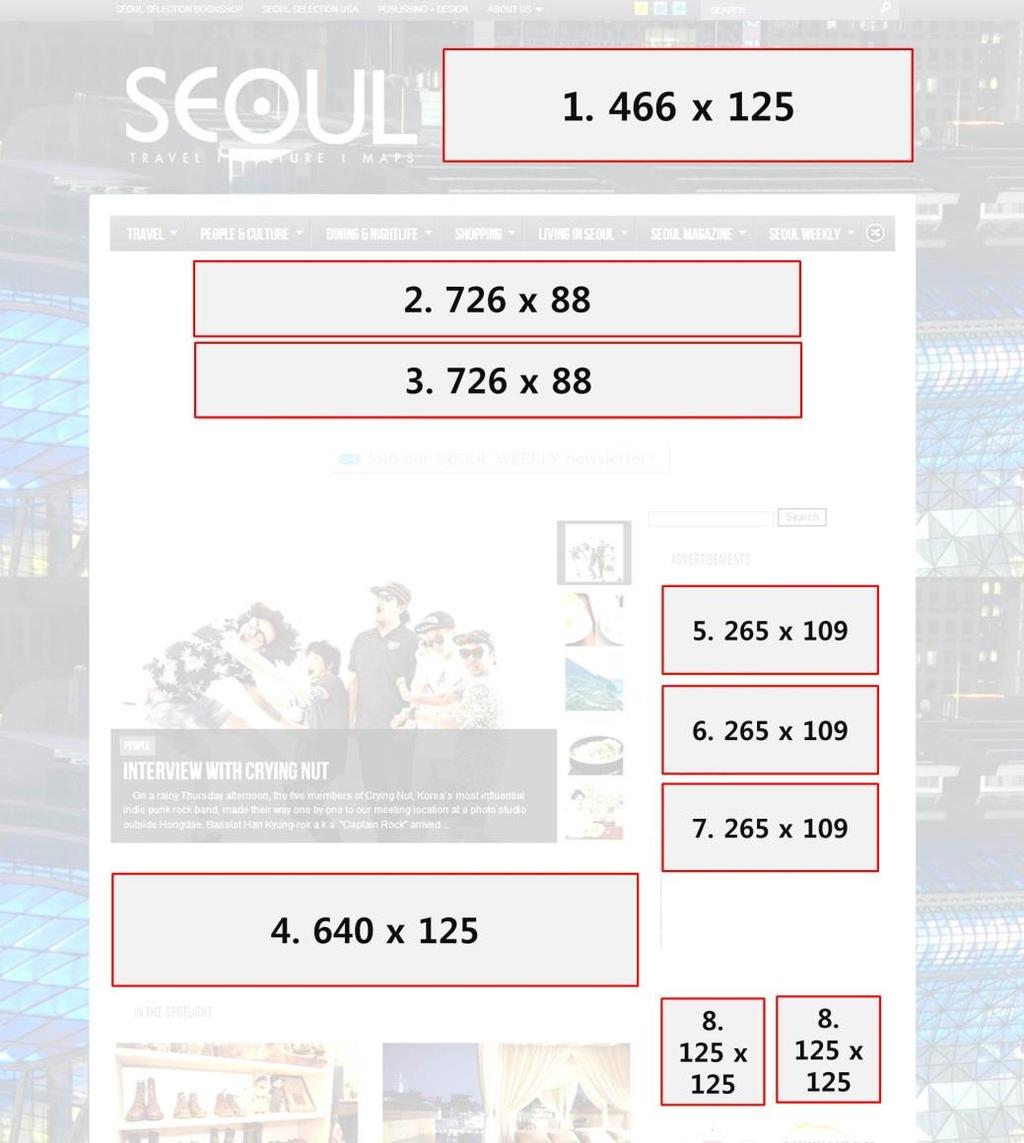 06 웹사이트광고요율표 번호 사이즈 (pixel) 광고위치 단가 ( 부가세미포함 ) http://magazine.seoulselection.