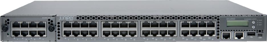 MX Series LAN FC Fabric SAN Single aggregation link with or 40GbE ports EX4550 Virtual Chassis As FCoE Switch FC Gateway on SAN switch Servers with CNA Servers with Converged Network Adapter (CNA)