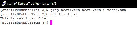 명령어 9 grep Linux test1.txt 그림 9.15. grep 사용방법예제. grep [ 문자열 ] [ 파일이름 ] 형태로입력하면 [ 파일이름 ] 의파일에서 [ 문자열 ] 이있는경우해당문자열이포함된줄을출력해준다. grep Linux test.txt 의경우해당파일안에 Linux 가있으므로해당줄이출력되고 Linux 가빨간색으로표시되었다.