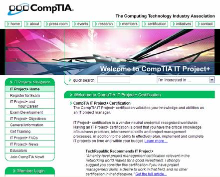 IT Project Certification Module 4. Certification CompTIA IT Project+ Certification http://www.comptia.com/certification/itproject/default.asp 자격유지 (CCR, Continuing Certification Requirement) Module 4.