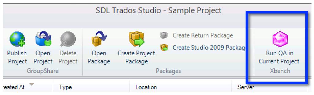 제 15 장 SDL Trados Studio 2014 용 ApSIC Xbench Plugin 으로작업하기 63 플러그인사용하기 사용자가 ApSIC Xbench Plugin 이설치된 SDL Trados Studio 를열었을때처음받는알림은 "Projects"( 프로젝트 )