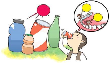 Yogurts and sport drinks as well as soft drinks make the Ph condition in the mouth acid for a long time.