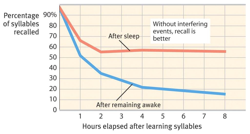 역행간섭 (Retroactive Interference) 완화 Sleep prevents retroactive