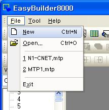 C-net 설정예 4.2 새로만들기 메뉴에서 File->New 를선택합니다.