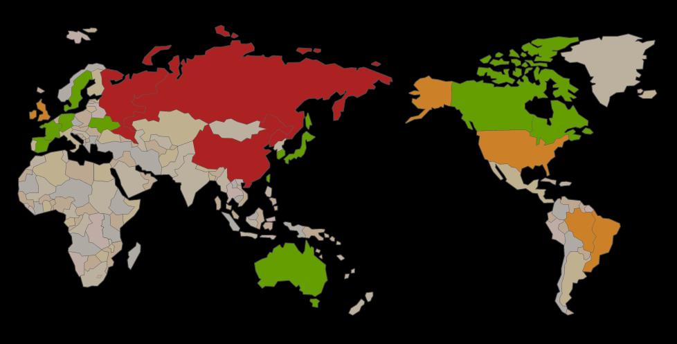전세계악성코드분포도 중국 31.65% 러시아 23.30% 미국 7.31% 브라질 6.77% 영국 5.76% 우크라이나 4.24% 스페인 3.74% 독일 2.91% 프랑스 2.41% 스웨덴 2.