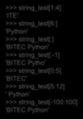 recent call last): File "<stdin>", line 1, in <module> IndexError: string index out of range 슬라이싱은 [ 시작 offset: 끝 offset] 형식으로사용 Offset 이생략가능 시작 offset 이생략되면 0 끝 offset 이생략되면마지막값으로처리 >>>