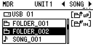 2 DATA CONTROL 다이얼을돌려 FOLDER_002 를선택합니다. 3 [B] 버튼을눌러 FOLDER_002 의곡을불러옵니다.