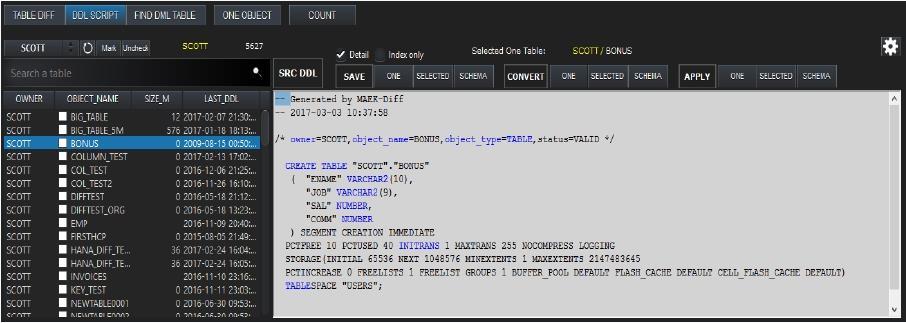 ASSESSMENT EXECUTION VERIFICATION FIND & MODIFY OBJECT STRUCTURE DDL SCRIPT TABLE DDL