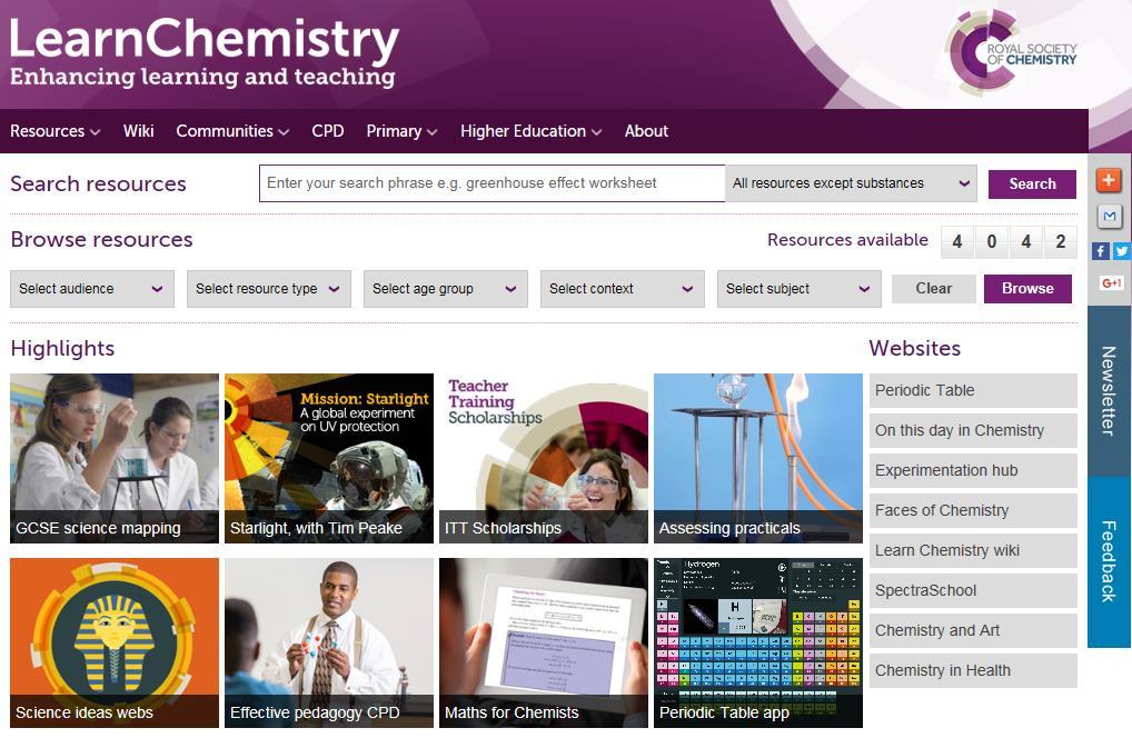 org/learn-chemistry 1) RSC 출판물및화학용어, 화학관련전세계이슈검색 2)