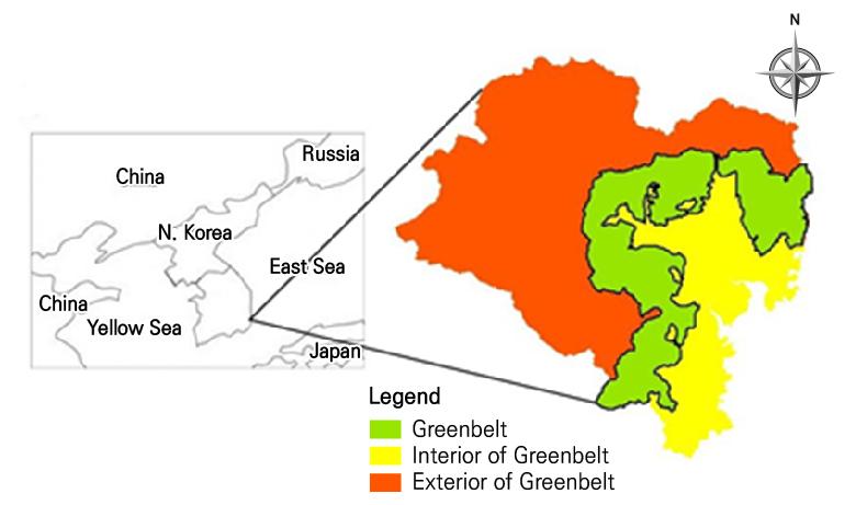 Figure 1 _ Location Map of Ulsan Area 1> 참조 ). 울산은태화강을중심으로시가지가형성되었고방어진, 염포, 장생포항을중심으로도시가형성되어왔으며, 서쪽으로는경상남도밀양시, 경상북도청도군, 남쪽으로는부산광역시기장군, 경상남도양산시, 북쪽으로는경주시를접하고있다.