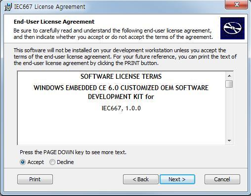 Mobile Device Center(ActiveSync) 설치 Part-Ⅱ. 개발환경 2) IEC667 SDK 설치하기 IEC667 SDK(Software Development Kit) 는 C++ 즉 Visual Studio 2005/2008에서 C++ 로장치응용프로그램을개발할경우반드시설치해야합니다. C#, Basic(.