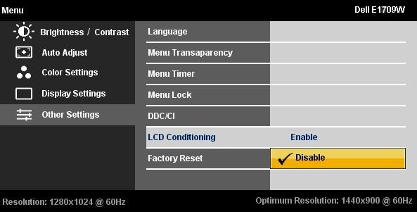 LCD 조건조정 이기능은사소한잔상을줄입니다. 잔상의정도에따라프로그램이실행되는데약간의시간이걸릴수있습니다.