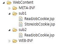 쿠키의선택적적용즉, 특정한폴더의페이지에서만쿠키를설정하도록한다. - 쿠키에경로를설정하면해당경로에있는페이지에서만쿠키를생성할수있다. - setpath() 메서드를사용해서경로를지정한다. - 경로지정의예 ) cookie.setpath("/ 프로젝트이름 /sub1"); 경로이름를지정한다.