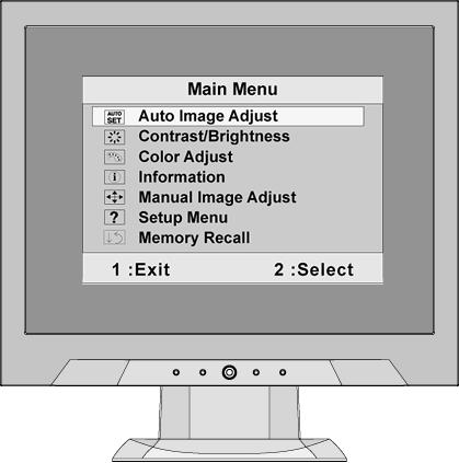 화면이미지조정하기 전면제어패널의버튼을사용하여화면에나타난 OSD 제어를화면에표시하고조정합니다.