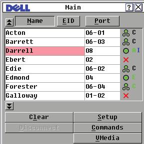 그림 3-1. Main 대화상자의예 참고 : 또한 1 초이내에 <Control>, <Alt> 또는 <Shift> 키를두번눌러 OSCAR 인터페이스를실행할수도있습니다. 이장에서는 <Print Screen> 이있는곳이면어디서나이키시퀀스를사용할수있습니다. 스위치상태보기 시스템에연결된장치의상태는 Main 대화상자의오른쪽열에표시됩니다.