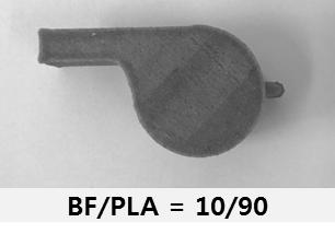 신윤정 윤현주 이은주 정우양 Fig. 8. LV-SEM micrographs of the surfaces of BF/PLA filaments by content of bamboo flour. Fig. 9.