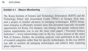 2011) 에서 KISTI 의급부상유망연구영역도출방법을 Macro Monitoring 사례로소개