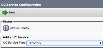UC 서비스구성페이지가표시됩니다.Product Type( 제품유형 ) 드롭다운에서 Enhanced Directory 를선택합니다.