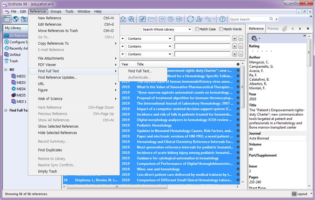 EndNote 관리 ) PDF 자동반입 2 3 1 클릭 Ctrl+A ( 전체선택