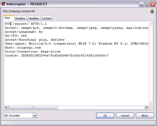 telnet zzigregi.com 80 Trying 168.131.48.89... Connected to zzigregi.com. Escape character is '^]'. OPTIONS /secret/ HTTP/1.1 Host: zzigregi.com HTTP/1.