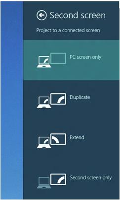 Windows 8 의경우 외부모니터를비디오케이블 (VGA, DVI, DP, HDMI 등 )