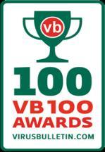 세계 1 위 VB100 최다인증 117 회. 업계최초 100 VB100 어워드 수상 영국의바이러스연구기관인 Virus Bulletin(www.virusbtn.