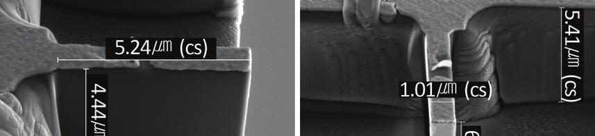 FIB 가공이끝난후질산 (Nitric acid) 용액을이용해서메탈에칭 (metal etching) 을하면깨끗한다이아몬드표면을얻을수있다. Fig.