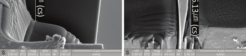 12 SEM images of diamond tool with coating procedure after FIB process (tilt angle: 52+1.