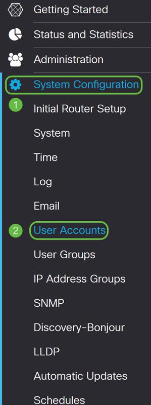 사용자계정생성 1 단계. System Configuration( 시스템컨피그레이션 ) > User Accounts( 사용자계정 ) 로이동합니다. 2 단계.