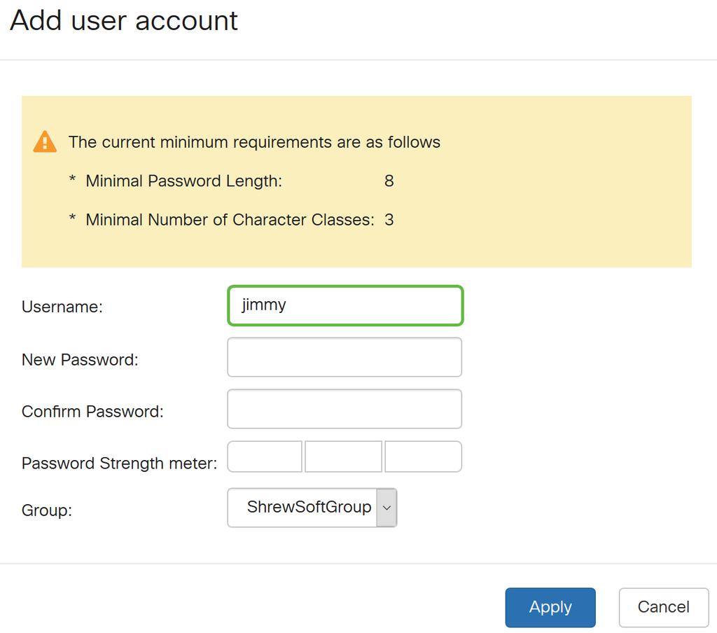 4 단계. 새비밀번호필드에비밀번호를입력합니다.Confirm Password 필드에동일한비밀번호를다시입력합니다.